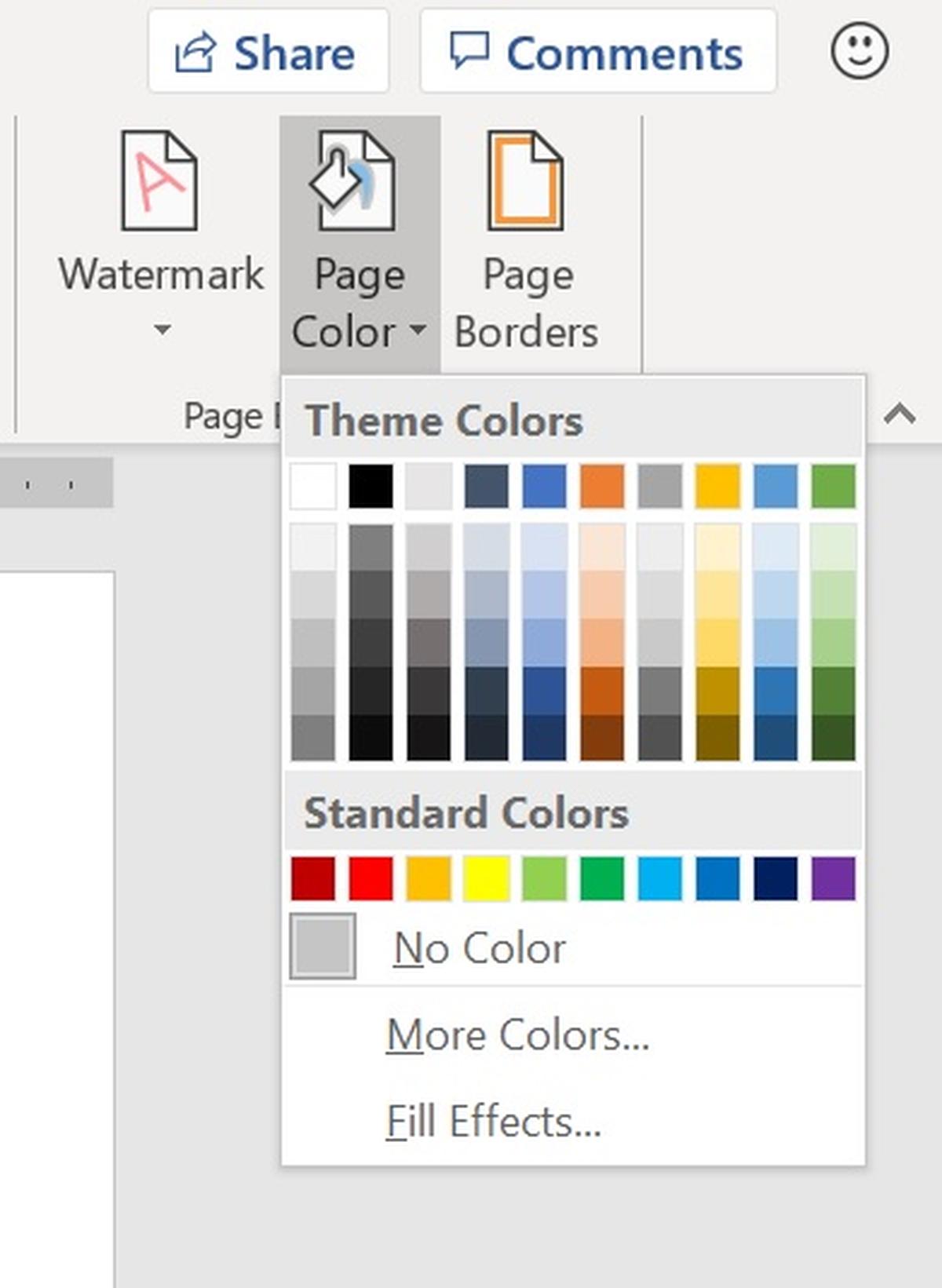 microsoft word change page color
